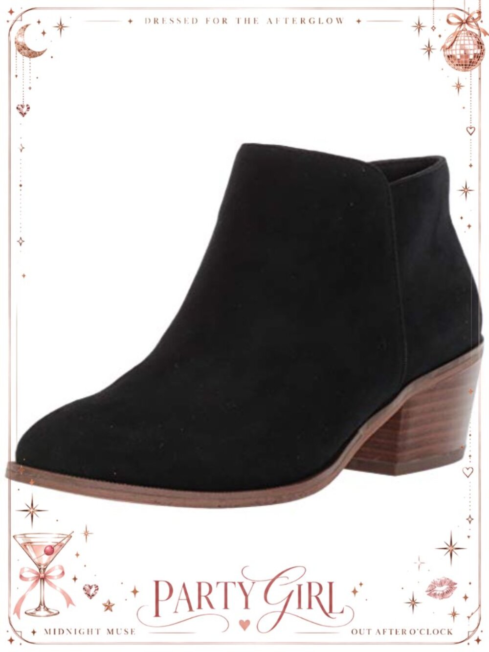 Faux Suede Ankle Boots Side Zipper 2 Inch Stacked Block Heel